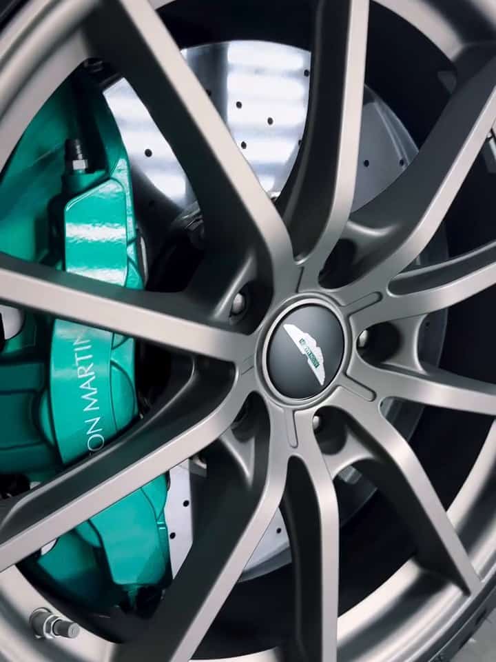 The Valhalla's wheel and green Aston Martin brake caliper, finished